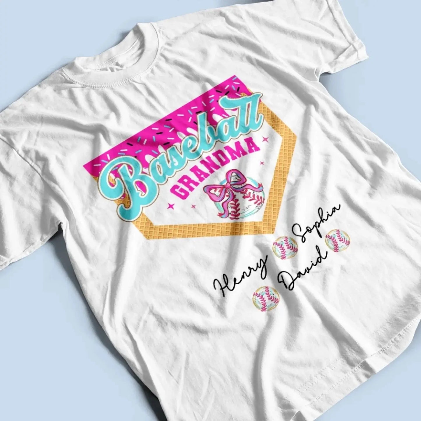 Baseball & Softball Mom/Grandma Ice Cream Drip  Personalized T-Shirt – Fun Mother’s Day Gift for Sports Moms & Grandmas  Ezcustomize