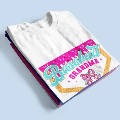 Baseball & Softball Mom/Grandma Ice Cream Drip  Personalized T-Shirt – Fun Mother’s Day Gift for Sports Moms & Grandmas  Ezcustomize