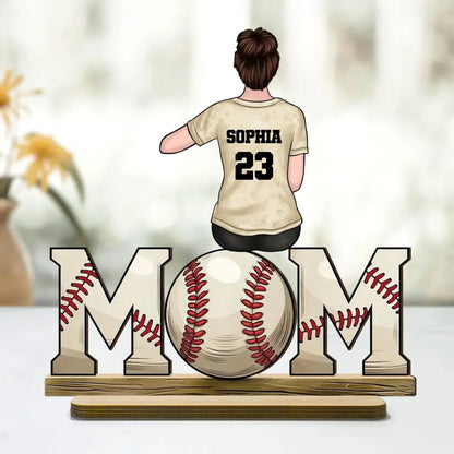 Baseball & Softball Mom with Kids Art – Personalized Standing Wooden Plaque – Mother’s Day Gift for Mom or Wife  Ezcustomize