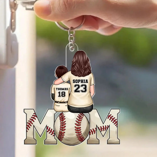 Baseball & Softball Mom with Kids – Personalized Acrylic Keychain – Custom Mother’s Day Gift for Sports Moms  Ezcustomize