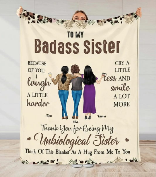 Because Of You I Laugh A Little Harder – Personalized Friendship Blanket Throw – Meaningful Birthday, Christmas & Thank You Gift for Friends  Ezcustomize