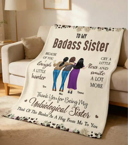 Because Of You I Laugh A Little Harder – Personalized Friendship Blanket Throw – Meaningful Birthday, Christmas & Thank You Gift for Friends  Ezcustomize