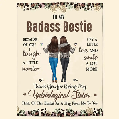 Because Of You I Laugh A Little Harder – Personalized Friendship Blanket Throw – Meaningful Birthday, Christmas & Thank You Gift for Friends  Ezcustomize