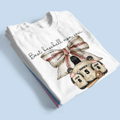 Best Baseball Mom Ever with Coquette Bow – Personalized T-Shirt, Custom Gift for Proud Sports Moms  Ezcustomize