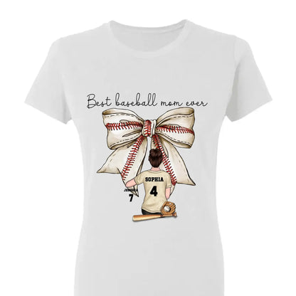 Best Baseball Mom Ever with Coquette Bow – Personalized T-Shirt, Custom Gift for Proud Sports Moms  Ezcustomize