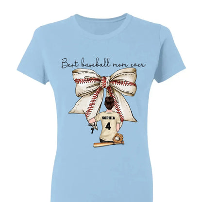 Best Baseball Mom Ever with Coquette Bow – Personalized T-Shirt, Custom Gift for Proud Sports Moms  Ezcustomize