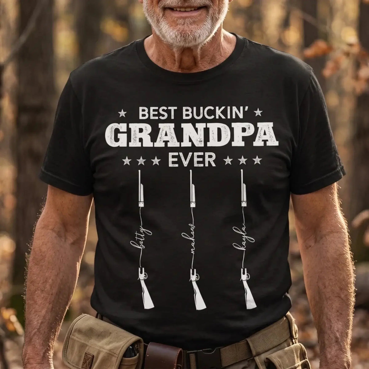 Best_Buckin_Grandpa_Ever_Hunting_Line_Text_Personalized_Shirt_1