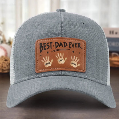 Best Dad Ever Hat – Personalized Leather Patch Cap with Kids’ Names, Father’s Day Gift from Family or Grandkids  Ezcustomize