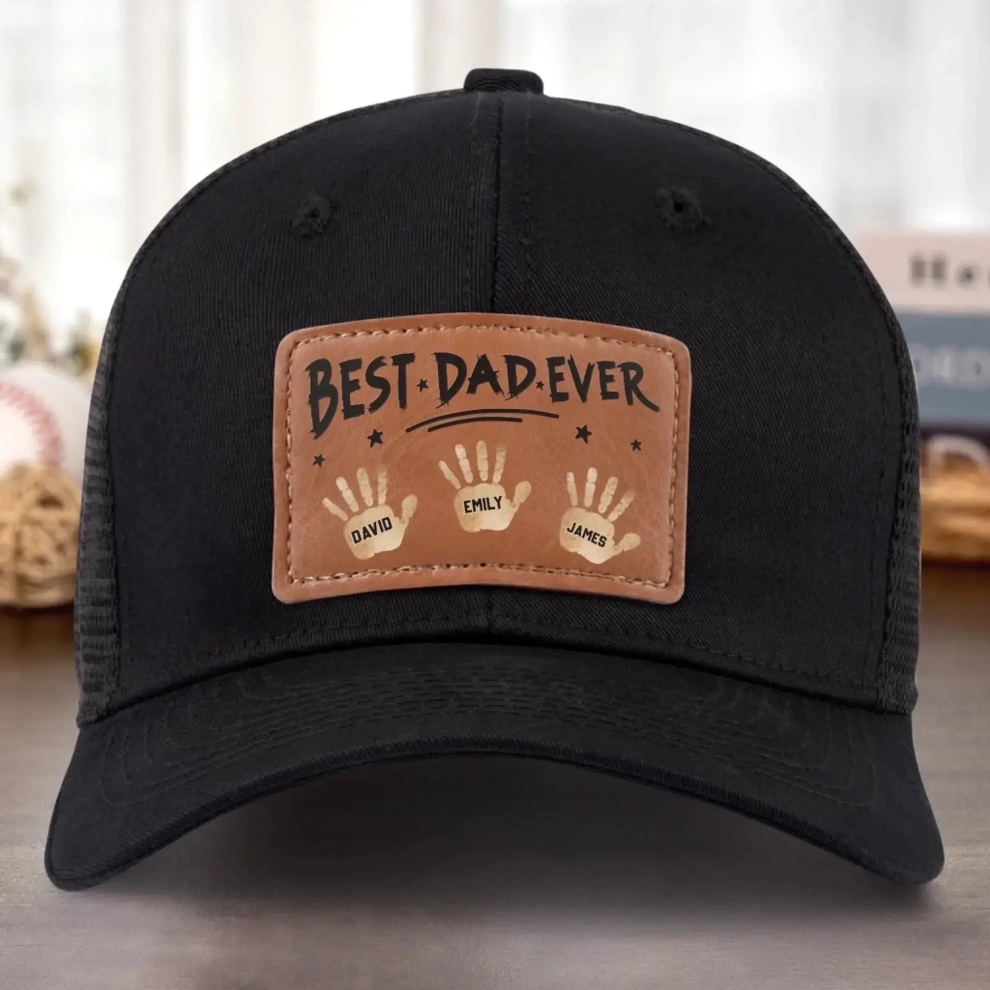 Best Dad Ever Hat – Personalized Leather Patch Cap with Kids’ Names, Father’s Day Gift from Family or Grandkids  Ezcustomize