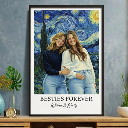Best Friends Van Gogh Portrait – Personalized Photo Poster & Canvas, Custom Friendship Gift, Bestie Forever Wall Art  Ezcustomize