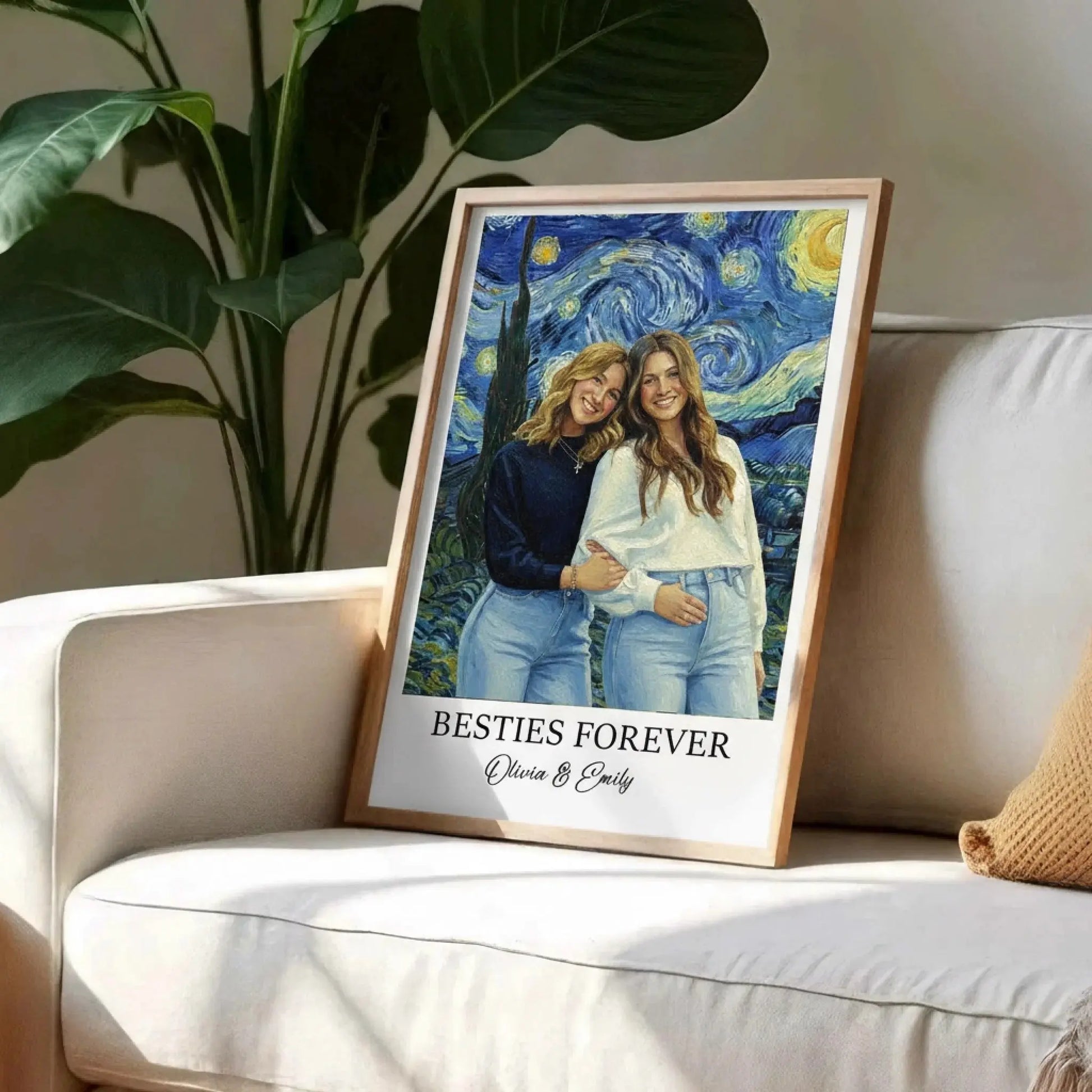 Best Friends Van Gogh Portrait – Personalized Photo Poster & Canvas, Custom Friendship Gift, Bestie Forever Wall Art  Ezcustomize