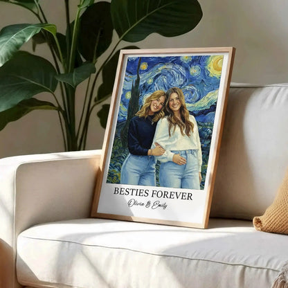Best Friends Van Gogh Portrait – Personalized Photo Poster & Canvas, Custom Friendship Gift, Bestie Forever Wall Art  Ezcustomize