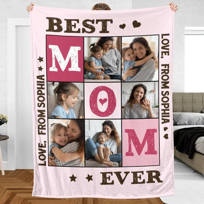 Best Mom Ever Photo Blanket – Personalized Custom Throw – Unique and Cozy Gift for Mother on Mother’s Day or Birthday  Ezcustomize