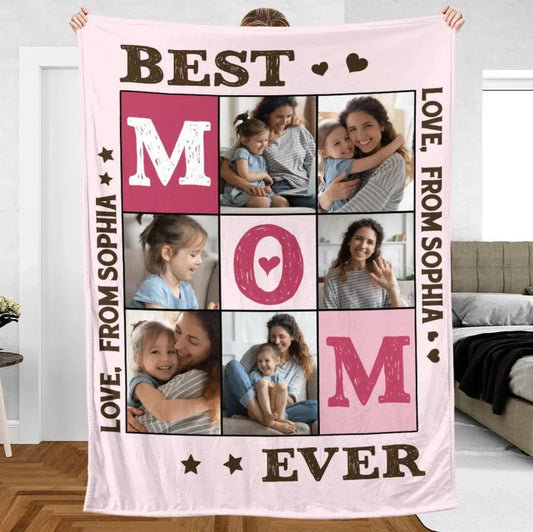 Best Mom Ever Photo Blanket – Personalized Custom Throw – Unique and Cozy Gift for Mother on Mother’s Day or Birthday  Ezcustomize