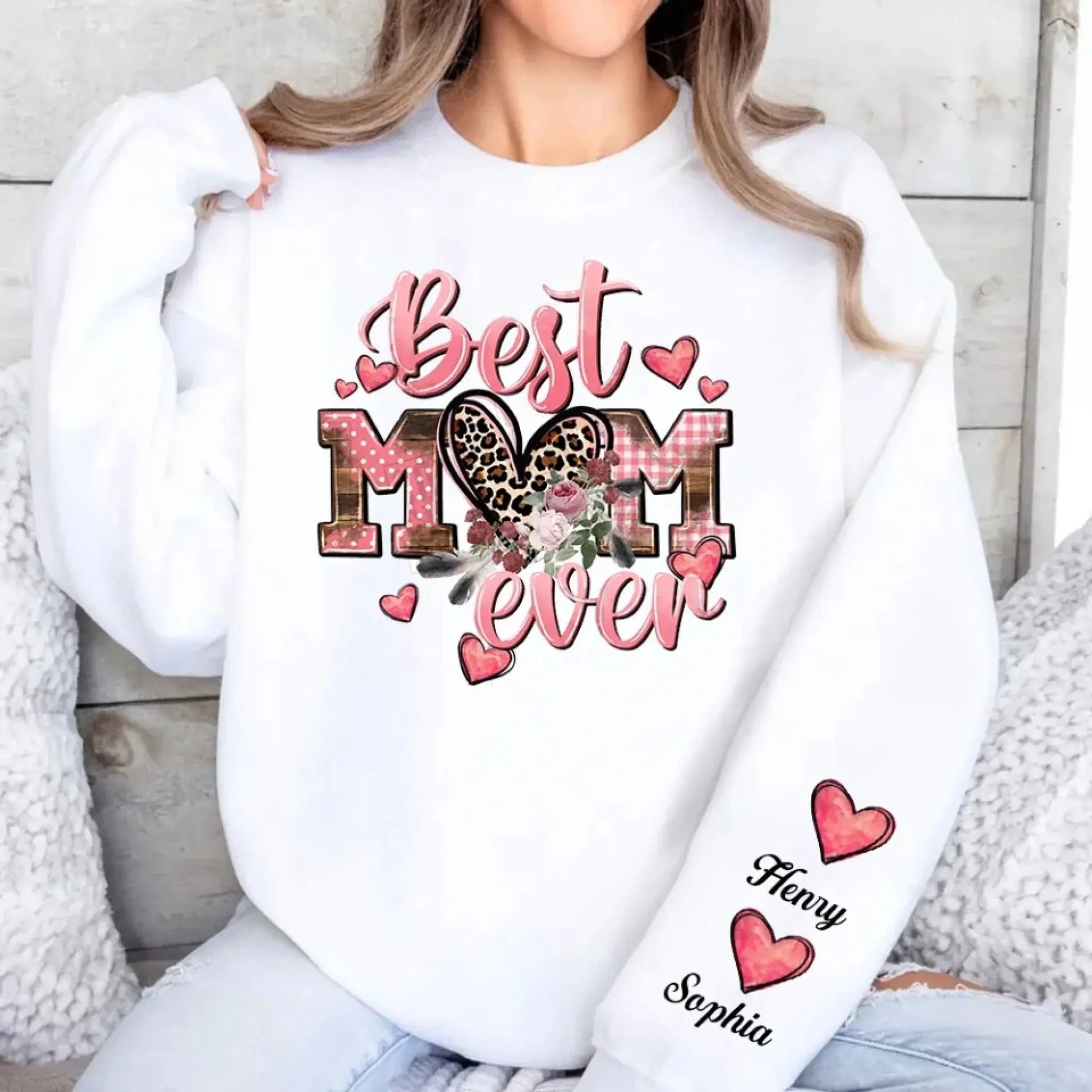 Best Mom/Grandma Ever Leopard Print – Personalized Sweatshirt – Custom Gift for Mother’s Day or Birthday from Kids or Grandkids  Ezcustomize