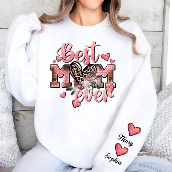 Best Mom/Grandma Ever Leopard Print – Personalized Sweatshirt – Custom Gift for Mother’s Day or Birthday from Kids or Grandkids