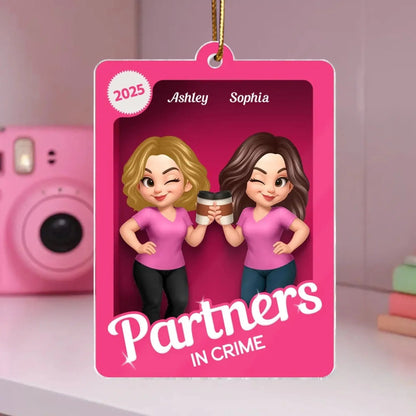 Besties Sisters in 3D Effect Pink Toy Box – Personalized Acrylic Ornament – Fun Christmas or Birthday Gift for Best Friends & BFFs  Ezcustomize