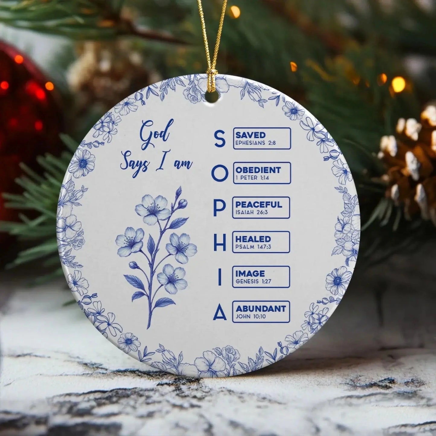 Bible Verse Ceramic Ornament – Personalized Christian Christmas Tree Decoration – Meaningful Holiday Gift Filled with Love & Blessings  Ezcustomize