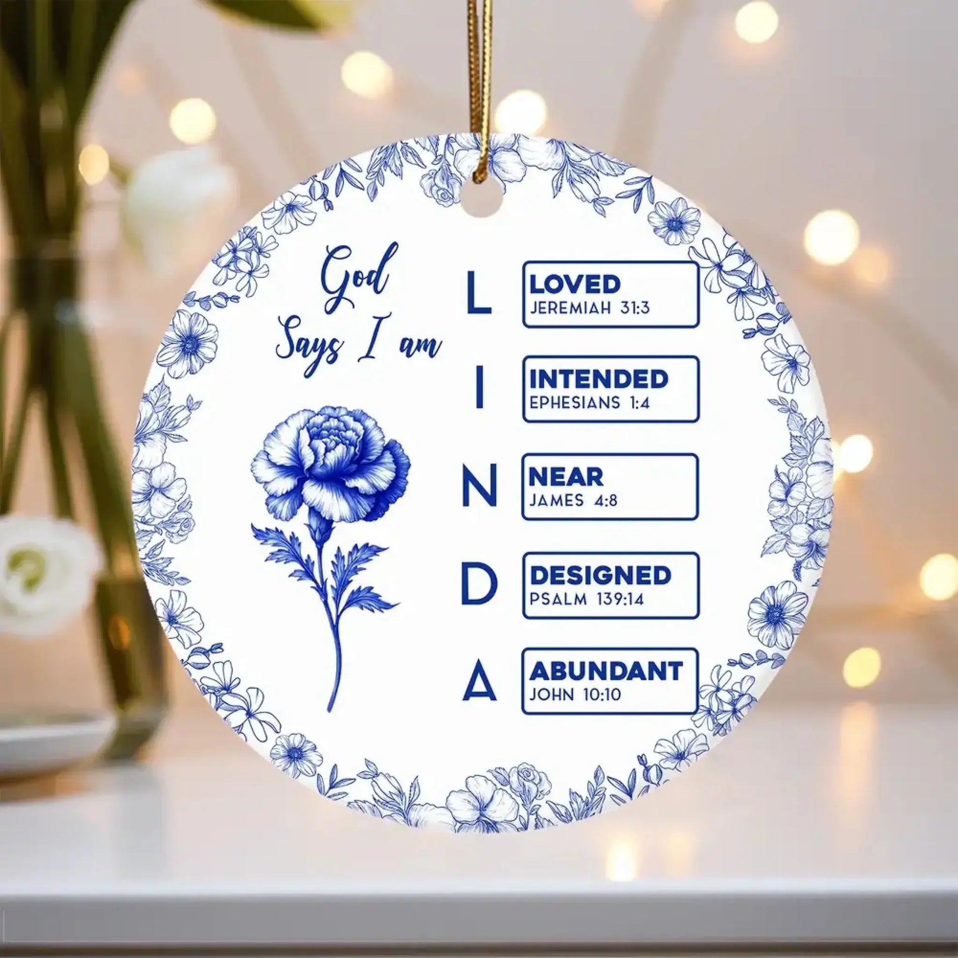 Bible Verse Ceramic Ornament – Personalized Christian Christmas Tree Decoration – Meaningful Holiday Gift Filled with Love & Blessings  Ezcustomize