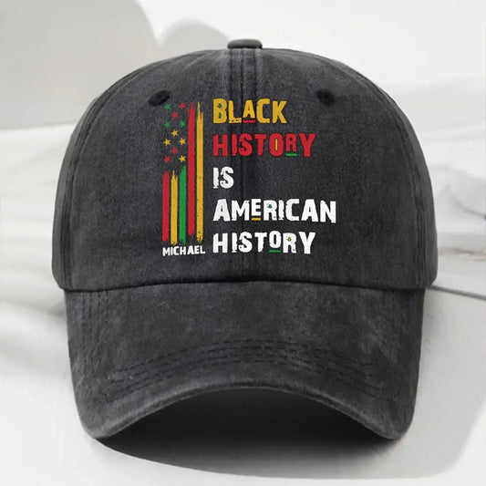 Black History Is American History – Personalized Custom Vintage Washed Denim Cap Hat – Powerful Black History Month & Everyday Statement Gift for Men or Women  Ezcustomize