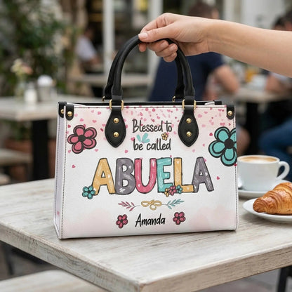 Blessed To Be Called Mom/Grandma Handbag – Personalized Leather Bag with Kids Names, Family Gift  Ezcustomize