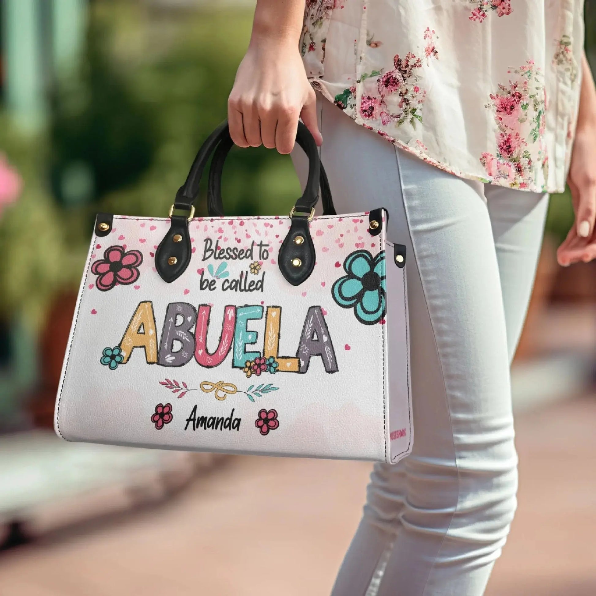 Blessed To Be Called Mom/Grandma Handbag – Personalized Leather Bag with Kids Names, Family Gift  Ezcustomize