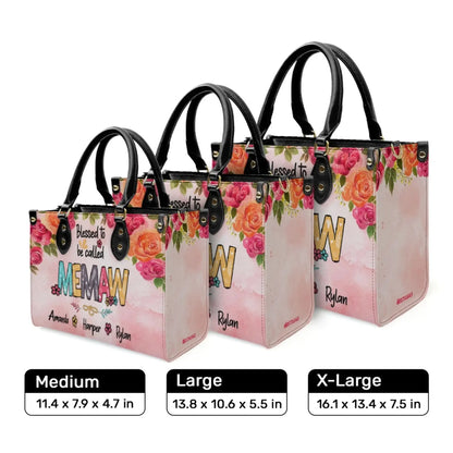 Blessed To Be Called Mom/Grandma Handbag – Personalized Leather Bag with Kids Names, Family Gift  Ezcustomize