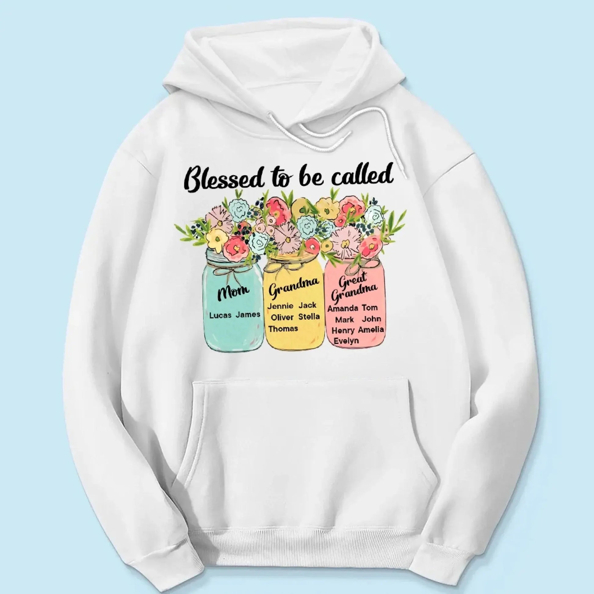 Blessed to Be Called Mom, Grandma, Great-Grandma – Custom Floral Mason Jar Shirt – Personalized Gift for Her & Family  Ezcustomize