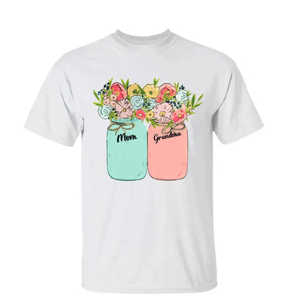 Blessed to Be Called Mom, Grandma, Great-Grandma – Custom Floral Mason Jar Shirt – Personalized Gift for Her & Family  Ezcustomize