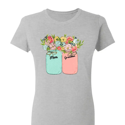 Blessed to Be Called Mom, Grandma, Great-Grandma – Custom Floral Mason Jar Shirt – Personalized Gift for Her & Family  Ezcustomize