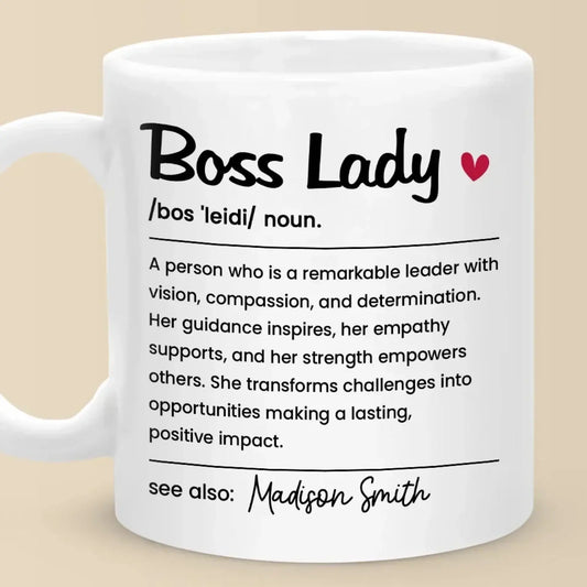 Boss Lady Definition Personalized Mug – Custom Name Coffee Cup, Empowering Gift for Women Leaders, Managers, or Coworkers  Ezcustomize
