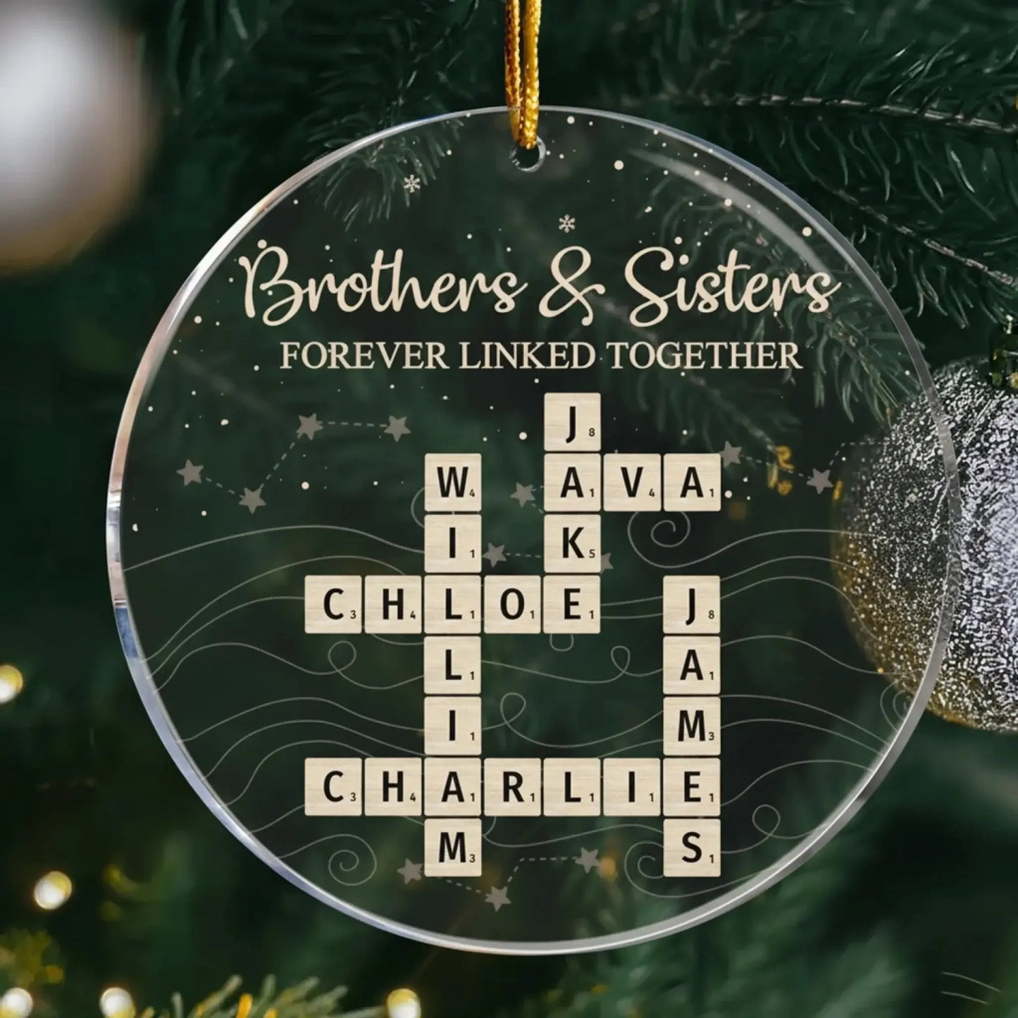 Brothers & Sisters Forever Linked Together Ornament – Personalized Scrabble Name Acrylic Christmas Gift for Siblings & Family 2025  Ezcustomize