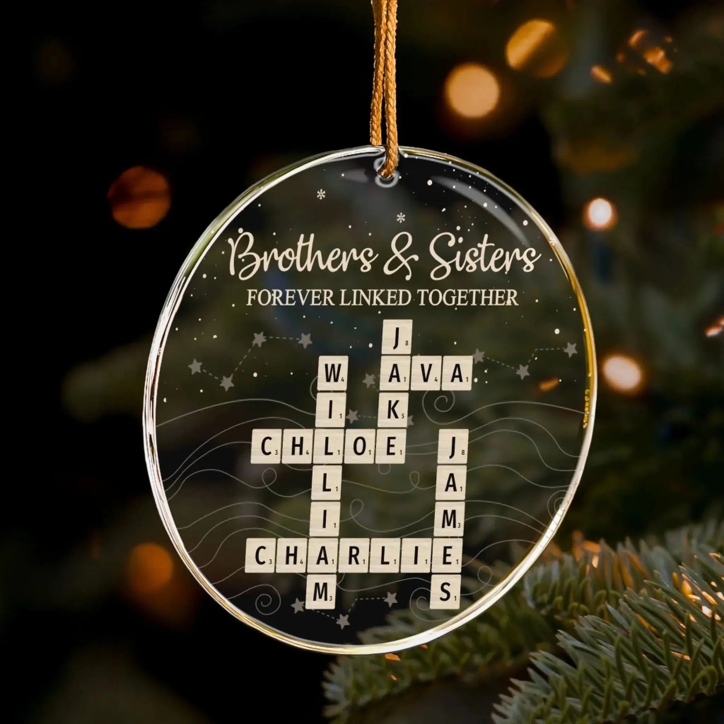 Brothers & Sisters Forever Linked Together Ornament – Personalized Scrabble Name Acrylic Christmas Gift for Siblings & Family 2025  Ezcustomize