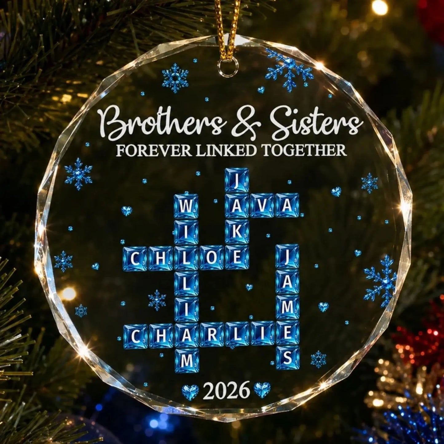 Brothers_Sisters_Forever_Linked_Together_Custom_Scrabble_Crosswords_Family_Names_Personalized_Ornament_1