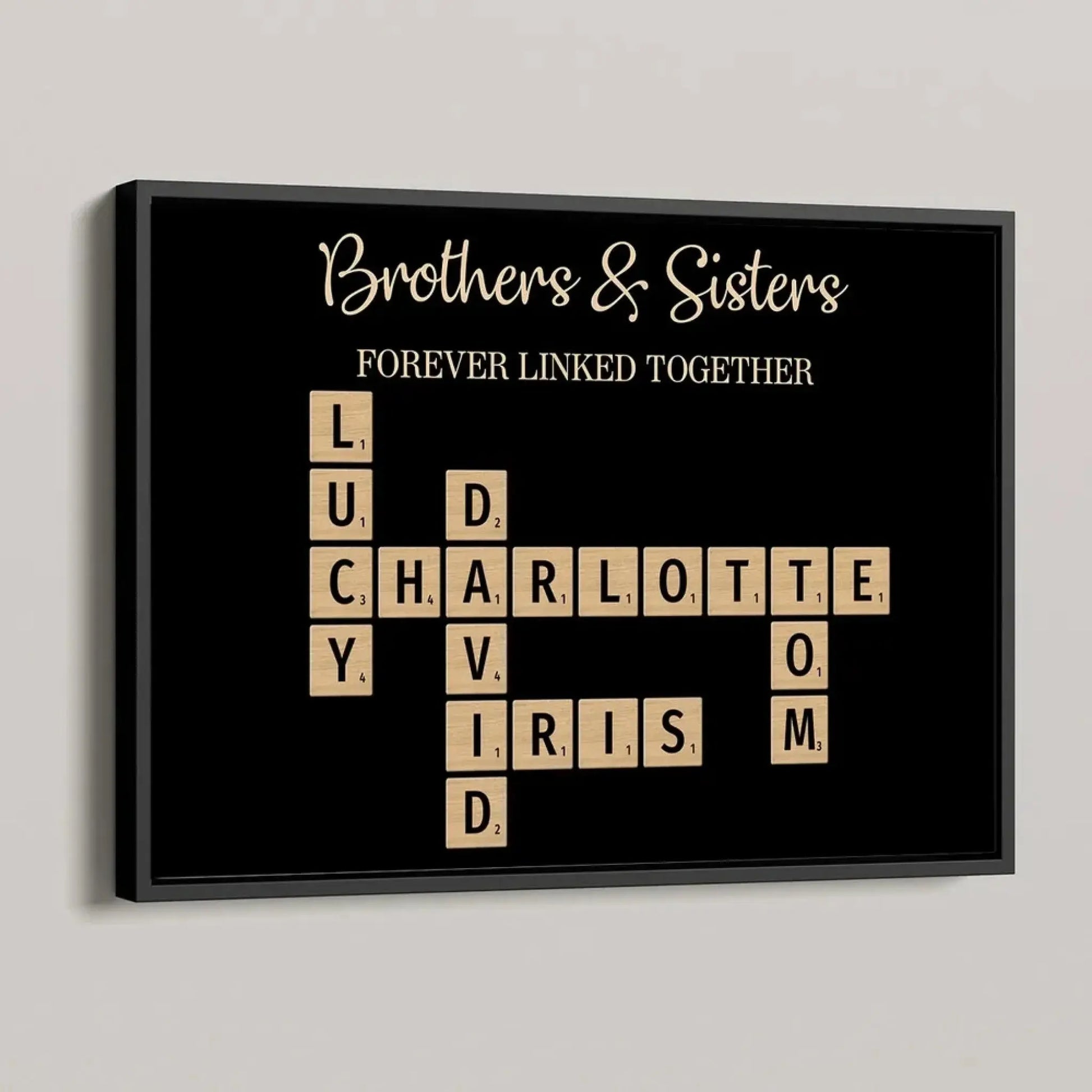 Brothers & Sisters Forever Linked Together – Personalized Crossword Puzzle Art Poster, Plaque, Keychain, or Ornament – Gift for Siblings & Family  Ezcustomize