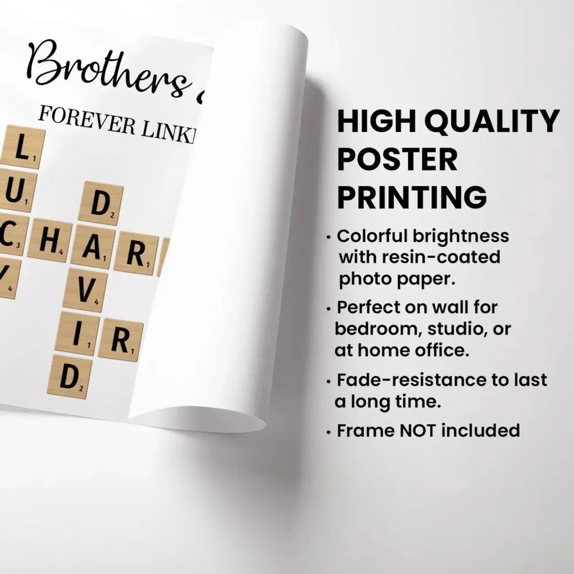 Brothers & Sisters Forever Linked Together – Personalized Crossword Puzzle Art Poster, Plaque, Keychain, or Ornament – Gift for Siblings & Family  Ezcustomize