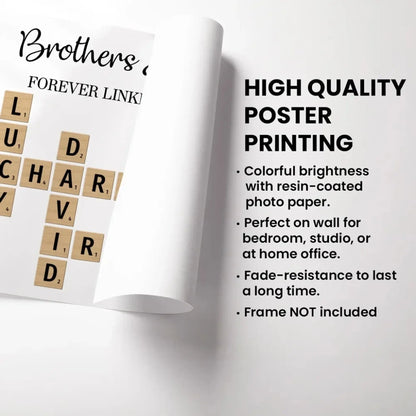 Brothers & Sisters Forever Linked Together – Personalized Crossword Puzzle Art Poster, Plaque, Keychain, or Ornament – Gift for Siblings & Family  Ezcustomize