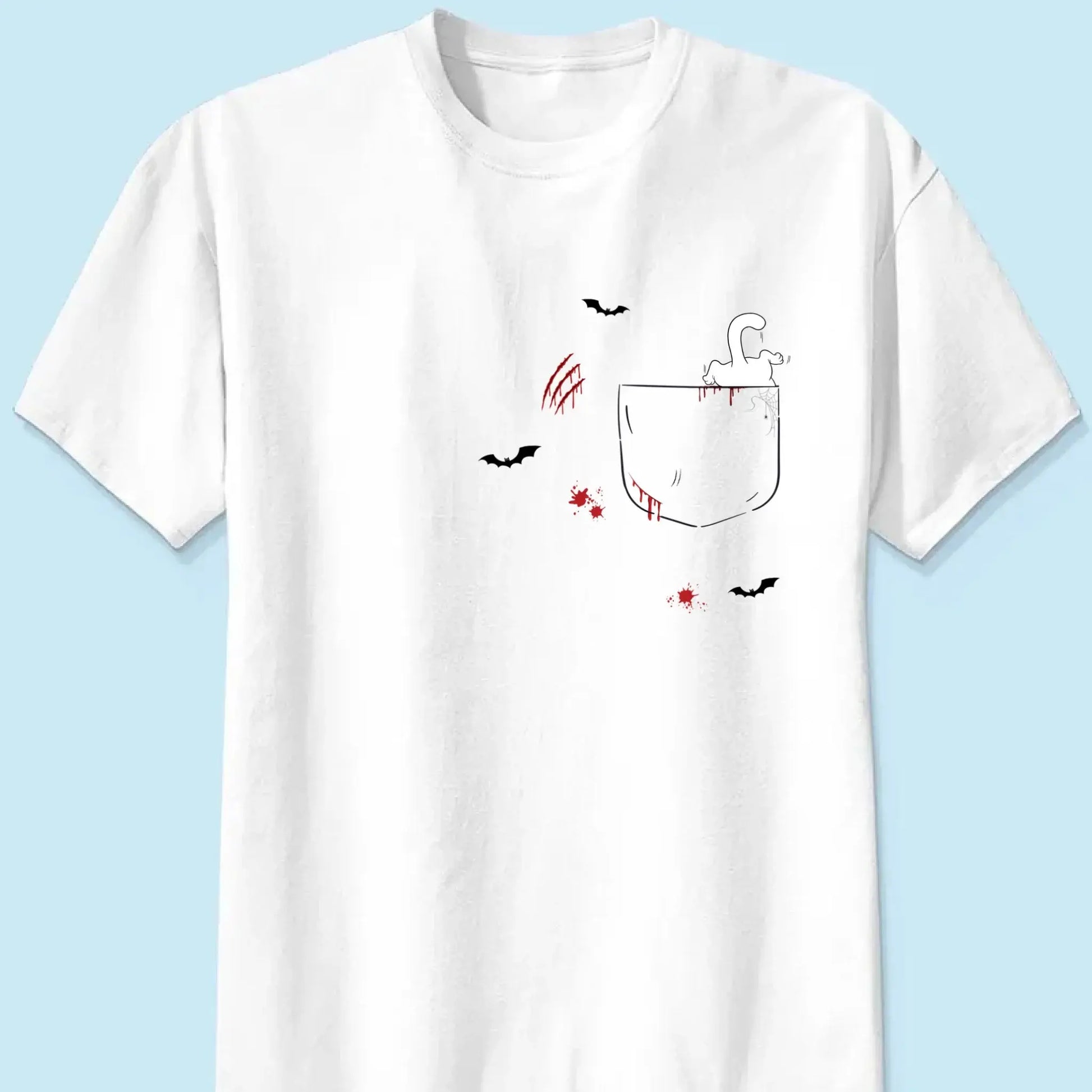 Cat Crawling Out of Pocket Halloween Design – Personalized Shirt – Fun Spooky Gift for Cat Lovers, Pet Owners & Halloween Fans  Ezcustomize