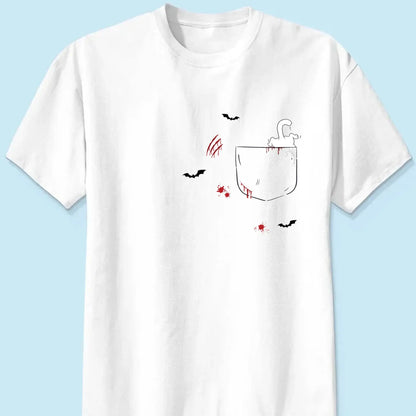 Cat Crawling Out of Pocket Halloween Design – Personalized Shirt – Fun Spooky Gift for Cat Lovers, Pet Owners & Halloween Fans  Ezcustomize