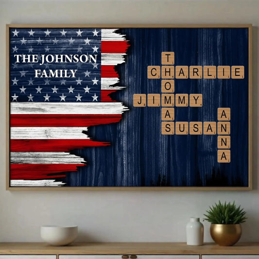 Celebrate Family Bond With Patriotic American Flag,Custom Horizontal Poster,Gift For Patriotic Families  Ezcustomize