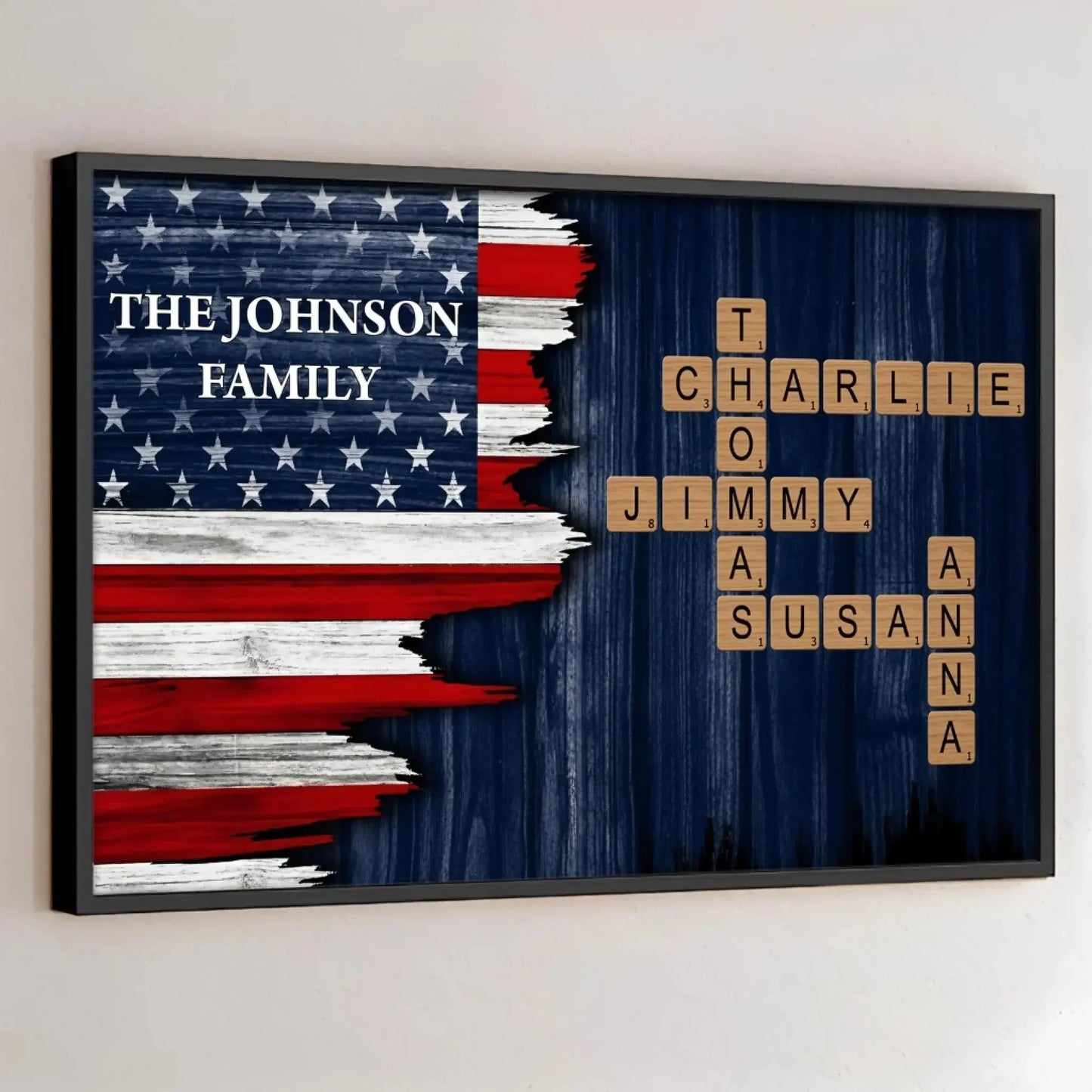Celebrate Family Bond With Patriotic American Flag,Custom Horizontal Poster,Gift For Patriotic Families  Ezcustomize