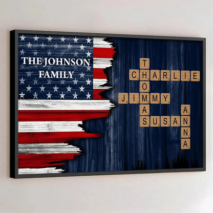 Celebrate Family Bond With Patriotic American Flag,Custom Horizontal Poster,Gift For Patriotic Families  Ezcustomize