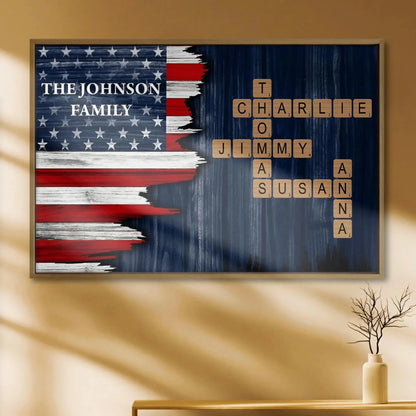 Celebrate Family Bond With Patriotic American Flag,Custom Horizontal Poster,Gift For Patriotic Families  Ezcustomize