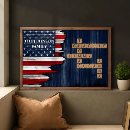 Celebrate Family Bond With Patriotic American Flag,Custom Horizontal Poster,Gift For Patriotic Families  Ezcustomize
