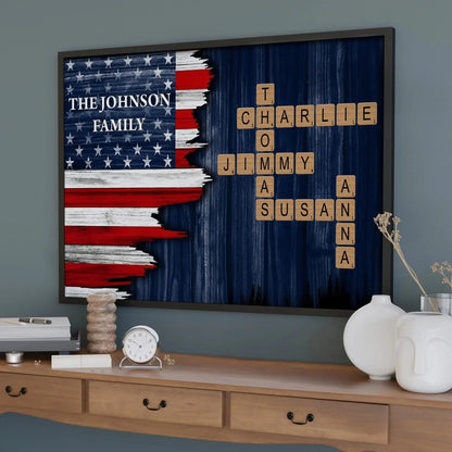 Celebrate Family Bond With Patriotic American Flag,Custom Horizontal Poster,Gift For Patriotic Families  Ezcustomize