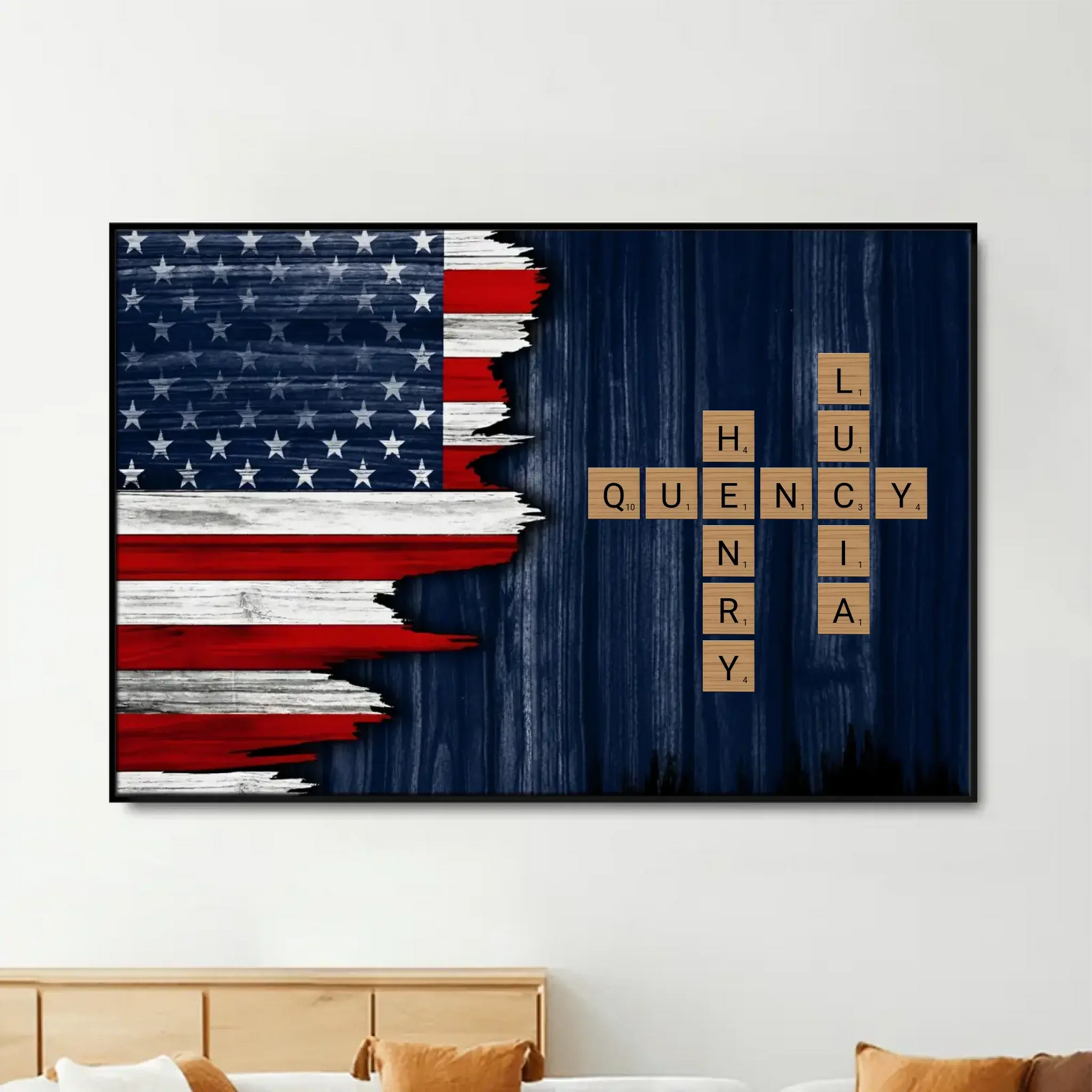 Celebrate Family Bond With Patriotic American Flag,Custom Horizontal Poster,Gift For Patriotic Families  Ezcustomize