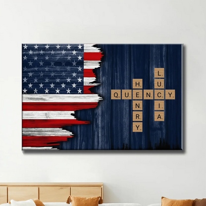 Celebrate Family Bond With Patriotic American Flag,Custom Horizontal Poster,Gift For Patriotic Families  Ezcustomize