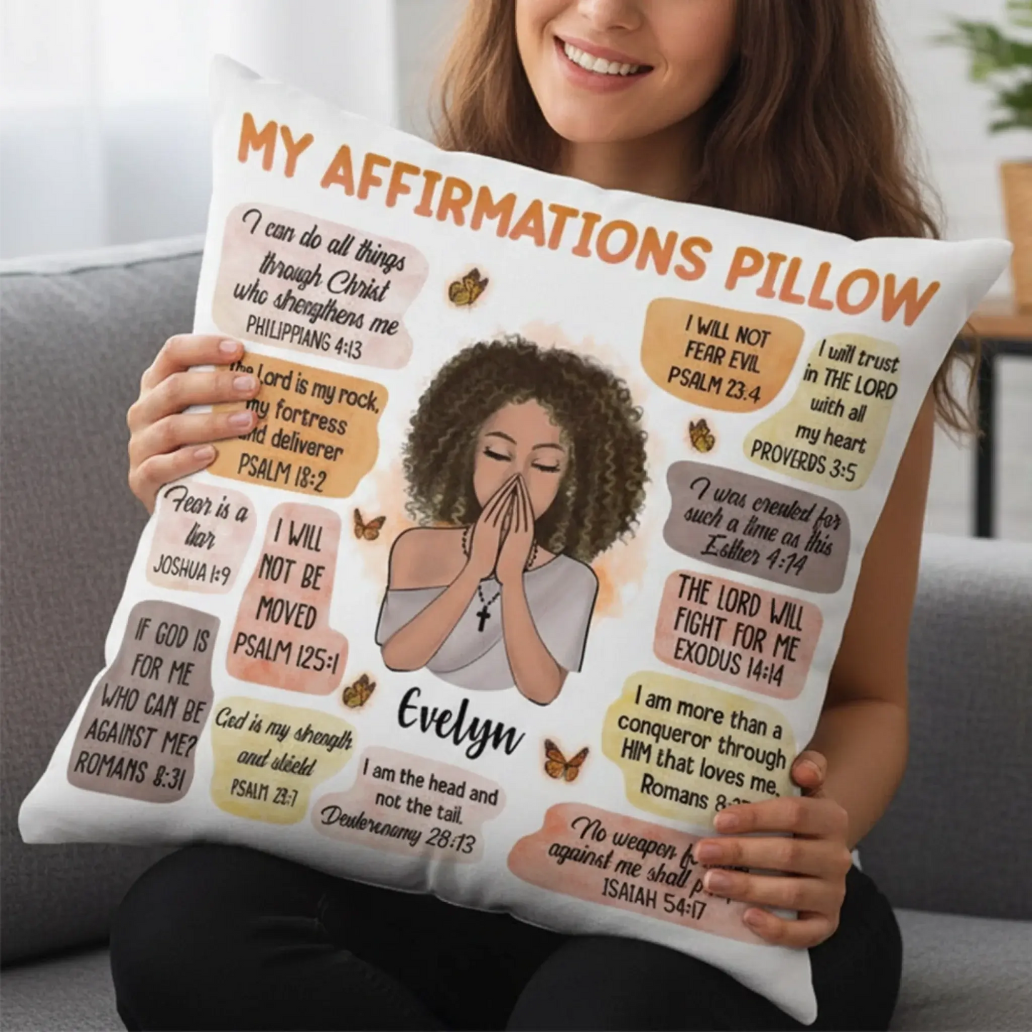 Christian Affirmations God Says I Am – Personalized Throw Pillow Cushion – Meaningful Birthday, Christmas & Faith Encouragement Gift for Her  Ezcustomize