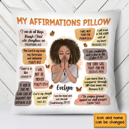 Christian Affirmations God Says I Am – Personalized Throw Pillow Cushion – Meaningful Birthday, Christmas & Faith Encouragement Gift for Her  Ezcustomize