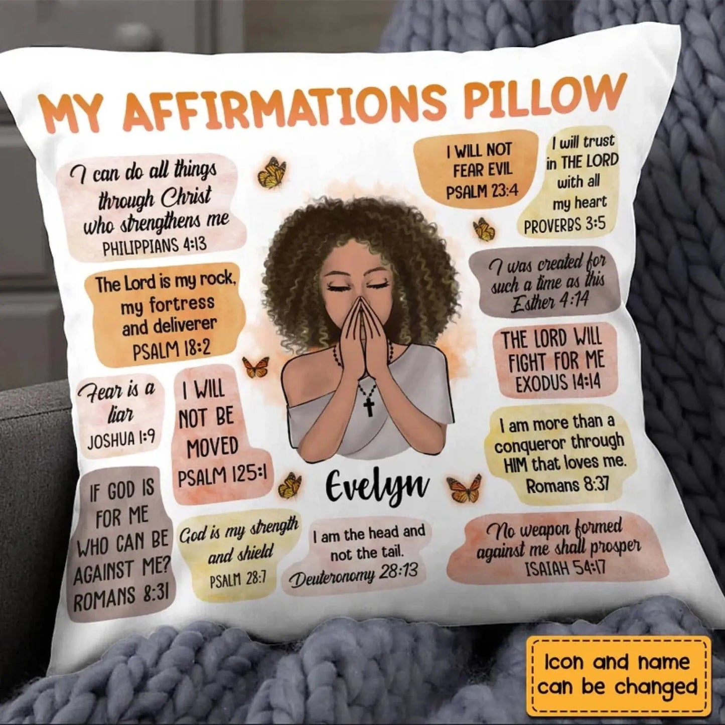 Christian Affirmations God Says I Am – Personalized Throw Pillow Cushion – Meaningful Birthday, Christmas & Faith Encouragement Gift for Her  Ezcustomize